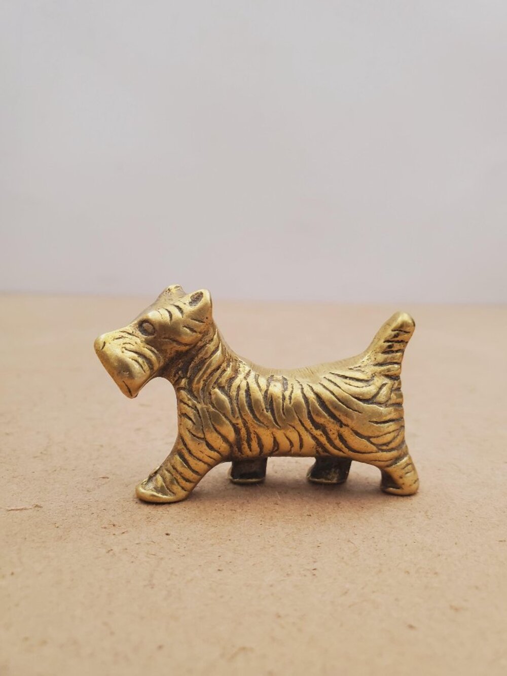 Vintage Solid Brass terrier dog - Vintage Miniature Brass Scottie Terrier Dog